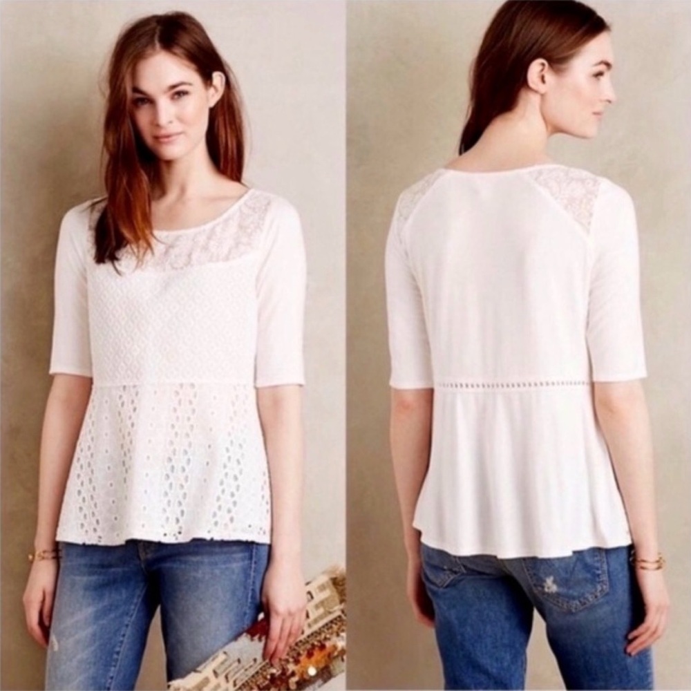 Anthropologie Tiny Amelia Lace Mixed Media Top